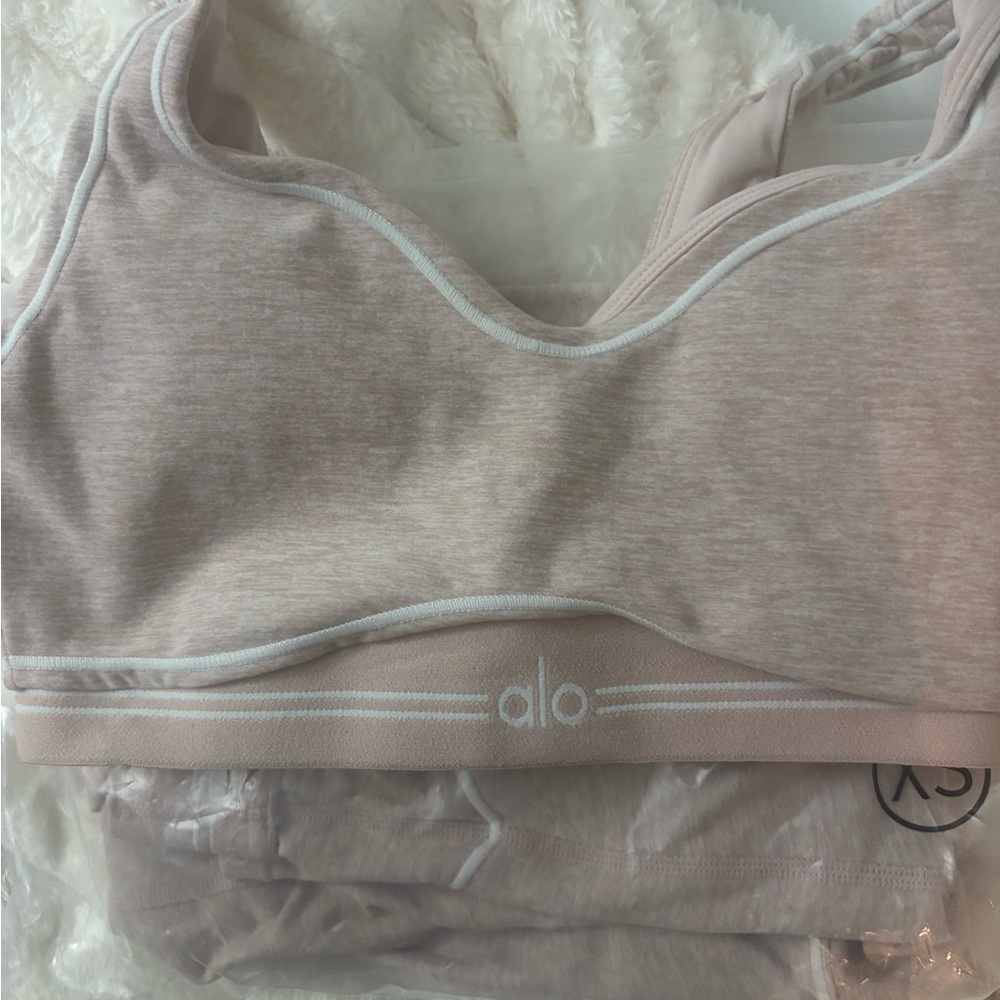 ALO Yoga Blush Sports Bra and Leggings